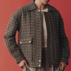 Avec Les Filles Black and White Tweed Teddy Jacket